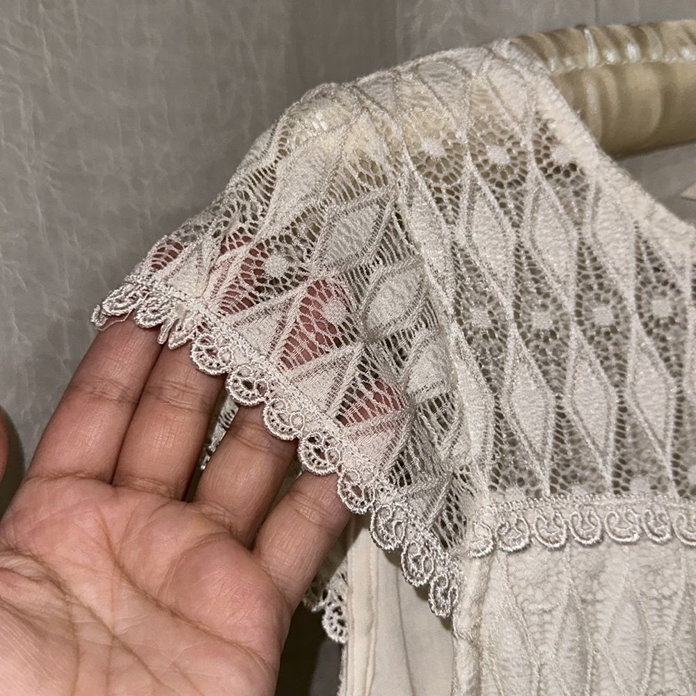 Blackout S Ivory Cap Sleeve Lace A-Line Dress - Picture 6 of 12